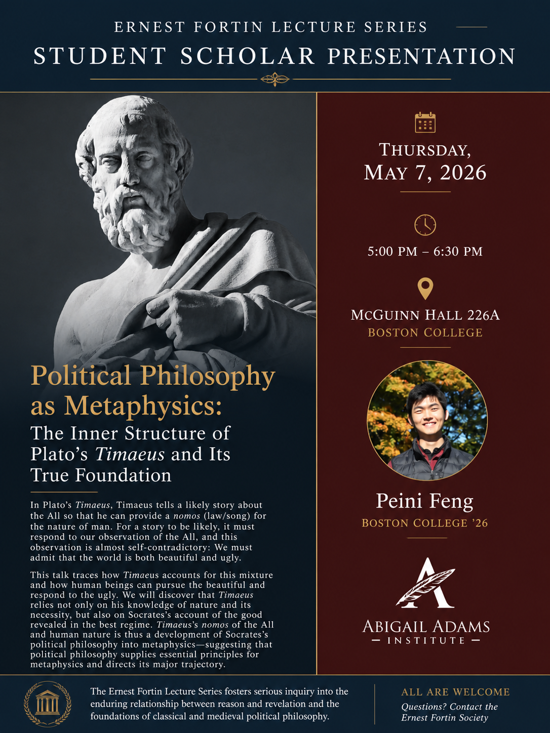 Poster for Political Philosophy as Metaphysics: The Inner Structure of Plato’s Timaeus and Its True Foundation